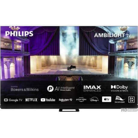 Philips 65OLED908 ( 65", 4K UHD OLED TV), Ambilight, modèle 2023